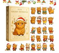 Calendario per il Conto alla Rovescia del Natale | Yak Preferito In Acrilico 2D - 24 Giorni Statuine di delle Highland,Per Amanti Amici Appassionati Famiglia Stagione