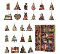 Calendario per il conto alla rovescia delle vacanze, calendario 'Avvento di Natale, design a libro di 24 giorni, ornamento natalizio da appendere, ornamento da appendere per albero di Natale,