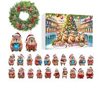 Calendario per il conto alla rovescia di Natale - Decorazioni per albero di Natale Capybara in acrilico 2D da 24 giorni | Per specchi, le pareti, amanti degli alberi, amici, app