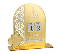 Calendario per il conto alla rovescia per il Ramadan, in materiale acrilico, Eid Mubarak, ottimo come decorazione, per il fai da te o come regalo (color oro - 203)
