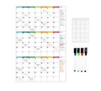 Calendario per lavagna bianca, 3 mesi, non datato, riutilizzabile | Lavagna da parete lavabile per studenti, insegnanti, consulenti, liberi professionisti, casa, scuola, camera da letto, studio