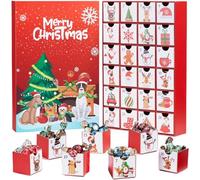 Calendario per l'avvento di Natale 24-cassetti personalizzabile 2024 con motivo del cane, calendario dell'avvento in legno riutilizzabile per le scatole pre-riempite per bambini e amanti dei can