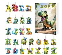 Calendario per l'Avvento Holiday - Alphabet Dinosaur Set acrilico 2D con 24 scomparti, decorazioni del conto alla rovescia di Natale e scatole regalo per bambini, ragazzi, ragazze, aula, casa, festa