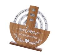 Calendario permanente in legno, elegante, a tema luna, decorazione da tavolo con blocco della data girevole per casa o ufficio ornamento calendario permanente