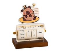 Calendario perpetuo Capybara con ruote in legno, calendario da scrivania per pianificazione giornaliera, settimanale e mensile, decorazione da tavolo in legno per casa e ufficio, design unico a ruota