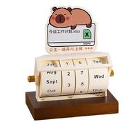 Calendario perpetuo Capybara con ruote in legno, calendario da scrivania per pianificazione giornaliera, settimanale e mensile, decorazione da tavolo in legno per casa e ufficio, design unico a ruota