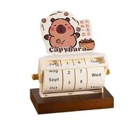 Calendario perpetuo Capybara con ruote in legno, calendario da scrivania per pianificazione giornaliera, settimanale e mensile, decorazione da tavolo in legno per casa e ufficio, design unico a ruota