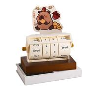 Calendario perpetuo Capybara con ruote in legno, calendario da scrivania per pianificazione giornaliera, settimanale e mensile, decorazione da tavolo in legno per casa e ufficio, design unico a ruota