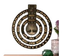 Calendario perpetuo circolare, Calendario perpetuo rotondo Tracce di volti | Calendario da parete perpetuo in legno Stile vintage, design interattivo, quadrante circo Albero