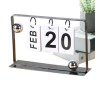 Calendario perpetuo da scrivania, display in metallo, agenda giornaliera in piedi, design rustico della fattoria, robusta cornice vintage, 22 x 6 x 14 cm, per la decorazione