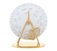 Calendario Perpetuo da Scrivania in Metallo Oro, Rotante Manuale | Struttura Circolare in Ferro, Supporto da Tavolo, Riuso senza Sostituzioni, per Ufficio e Studio