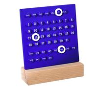 Calendario Perpetuo da Tavolo con Impostazione Manuale, Ornamenti Per Calendario da Tavolo con Base in Legno Anello Fai-da-te Puntale Manuale Pianificazione Giornaliera Pianificatore di Date(Blu)