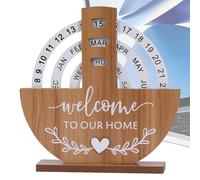 Calendario perpetuo in legno, calendario perpetuo, calendario rotante manuale vintage, calendario perpetuo rotante, decorazioni rustiche da ufficio, calendario da ufficio quotidiano per piano