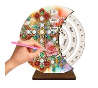 Calendario perpetuo in legno, kit di arte con cristalli 3D da assemblare, decorazione per casa, camera da letto, hotel, appartamento, scuola, tavolo