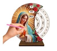 Calendario perpetuo in legno, Rinestone 3D Art It con supporto desktop, Durable Daily Date Display 7.09x7.48x2.36 pollici per decorazione per la casa, Dorma Apartment Hotel Office Scaffale Organizzazi