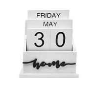 Calendario perpetuo in legno, stile retrò, finitura rustica, visualizzazione giornaliera, manuale, calendario decorativo per la casa per scrivanie, tavolini per camera da letto, mensole del soggiorno