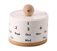 Calendario perpetuo per scrivania, calendario perpetuo rotante, calendario eterno, conto alla rovescia, per casa, ufficio, decorazione da scrivania (sfera in legno bianco)