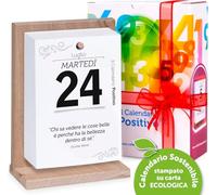 Calendario Positivo 2026 Motivazionale | Con Supporto in Legno di Noce, da Tavolo | Affronta le Giornate col Sorriso ed un Pensiero filosofico | Idea Regalo geniale | Misure 12x17x5,5 | Luxury Pack