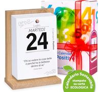 Calendario Positivo 2026 Motivazionale | Con Supporto in Legno di Rovere, da Tavolo | Affronta le Giornate col Sorriso ed un Pensiero filosofico | Idea Regalo geniale | Misure 12x17x5,5 | Luxury Pack