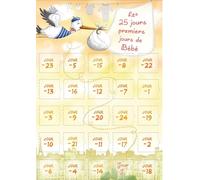 Calendario prima e dopo nascita, 25 giorni di consigli, suggerimenti e sfide, formato A3, carte giganti, cavalletto in cartone incluso, illustrazioni a mano, idea regalo futura mamma gialla