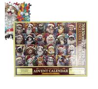 Calendario Puzzle 'Avvento Natalizio - Calendario De Conteo Regresivo Navideño De 24 Días Con Animales | 1000 Pezzi Gioco Decorazione Per Puzzle,Juego De Mesa