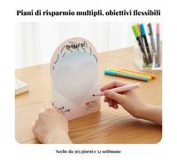 Calendario risparmio 365 giorni, mini planner da scrivania, cuore carino