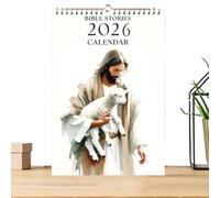 Calendario Robusto - Pianificatore Di Storie Bibliche 2026, Decorazioni Con Stampa Artistica Di Gesù, Programma Di Ispirazione Cristiana | Organizzatore Mensile Da Appendere Per La Casa Religiosa, Per