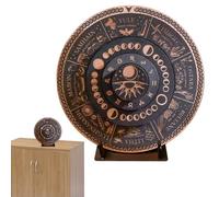 Calendario ruota 'anno, antico tavolo di astrologia pagana, segno di arte artigianale in legno | Progettato in sala yoga o spazio meditazione, forma di visualizzazione di negozi, raggi