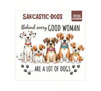 Calendario satirico per cani 2026 - "Dietro ogni donna di successo ci sono molti cani", con illustrazioni di cani carini, vista mensile, materiale cartaceo, testo in inglese, decorazione per cani Cart