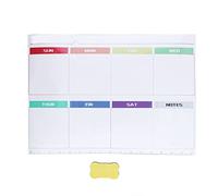 Calendario settimanale autoadesivo, riutilizzabile, cancellabile a secco, con gomma per lavagna bianca, organizer, da parete, per frigorifero, in PVC, 42 x 30 cm.
