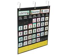 Calendario Settimanale Didattico da Parete Tasche, Nero | PVC e Poliestere, per Insegnanti e Piccoli Allievi, Tracciamento Routine Giornaliera, Ufficio e Casa