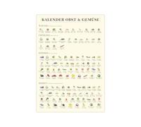 Calendario stagionale frutta e verdura | Poster cucina A2 (59,4 x 42 cm) beige