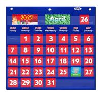 Calendario tascabile blu con 76 schede (68 schede attività illustrate, 8 flashcard cancellabili a secco e 3 ganci 51cmx48cm, versione inglese)