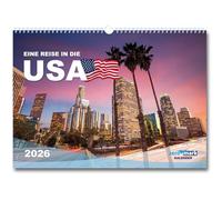 Calendario USA 2026 da parete Stati Uniti d'America DIN A3 con parchi nazionali, viaggi, foto, regalo per Natale o compleanno, viaggi, calendario mensile, architettura, paesaggio