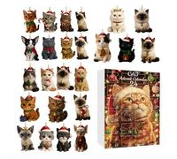 Calendrier De Compte À Rebours De Noël - Jouet Plat Thème Chat 24 Jours, Porte-Clés De Décompte Créatif Amusant | Pour Adolescents Adultes Filles Garçons Décoration Bureau Maison Arbre Fête