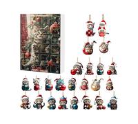 Calendrier De Compte A Rebours Noel 24 Jours Ornements Chats 2D En Acrylique - 10.63x7,09 pouces Calendrier de l' Jouet de Noë | Pendentif de Noël Mignon pour Femme Sœur Amie Enfant Fille