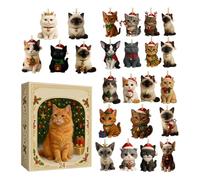 Calendrier de l' chat de Noël - Comptor 2025 chat mignon 24 jours ornements | Calendrier compte à rebours décoratif | Pour amoureux des animaux collectionneurs décoration festival