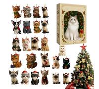 Calendrier de l' chat de Noël - Comptor 2025 chat mignon 24 jours ornements | Calendrier compte à rebours décoratif | Pour amoureux des animaux collectionneurs décoration festival