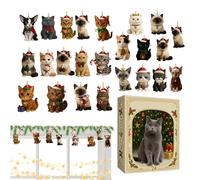 Calendrier de l' chat di Noël - Compteur 2025 chat mignon 24 jours ornements | Calendrier compte à rebours décoratif | Pour amoureux des animaux collectionneurs décoration festive