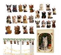 Calendrier de l' chat di Noël - Compteur 2025 chat mignon 24 jours ornements | Calendrier compte à rebours décoratif | Pour amoureux des animaux collectionneurs décoration festive