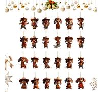 Calendrier de l’ décorations Noël - Compte à rebours 24 jours thème teckel | Souvenir collectionnable 2D acrylique plat | Pour fenêtre mur clôture cheminée salon décoration festive
