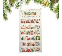 Calendrier de l’ en Tissu Noël - Pochette de Rangement 24 Jours | Compte à Rebours Accrochable - Pour Bonbons Collations Salon Chambre Mur Porte Cheminée Classe