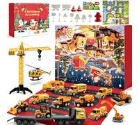 Calendrier de l'Avent 2026 Voiture,Calendrier de l'Avent de la Voiture pour Enfants sur le Thème des Engins de Chantier,Chantier Jouet Garçon Véhicules d'Ingénierie Pelleteuse