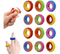 CaLeQi Anello Fidget Sensoriale per Bambini e Adulti Set di 12 Pezzi | Anello antistress per ansia e supporto TDAH. Giocattolo sensoriale per autismo, ideale per scuola e ufficio