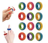 CaLeQi Anello Fidget Sensoriale per Bambini e Adulti Set di 12 Pezzi | Anello antistress per ansia e supporto TDAH. Giocattolo sensoriale per autismo, ideale per scuola e ufficio