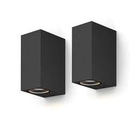 CALEX Applique Bergamo, per esterni & interni, 2x GU10, forma rettangolare, Up & Downlight, impermeabile, senza lampadina, Nero, Confezione da 2