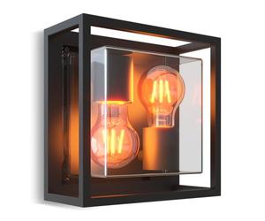 CALEX Applique Bologna, per esterni & interni, 2x E27, alluminio, impermeabile, Nero