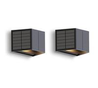 CALEX Applique Caserta Solaree, luce calda Up & Down, Solaree, senza fili, impermeabile, Nero, Confezione da 2