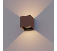 Calex Applique da esterni LED Cube, up/down, altezza 10 cm, ruggine Calex