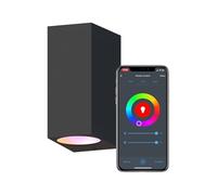CALEX Applique da esterno LED Smart, 2×GU10, Up & Downlight, colori RGB & luce da fredda a calda, Dimmerabile, impermeabile, controllo app Wi-Fi & vocale, Nero